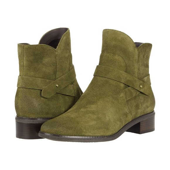 Cole Haan Boots Wylie Olive Suede Ankle Booties
